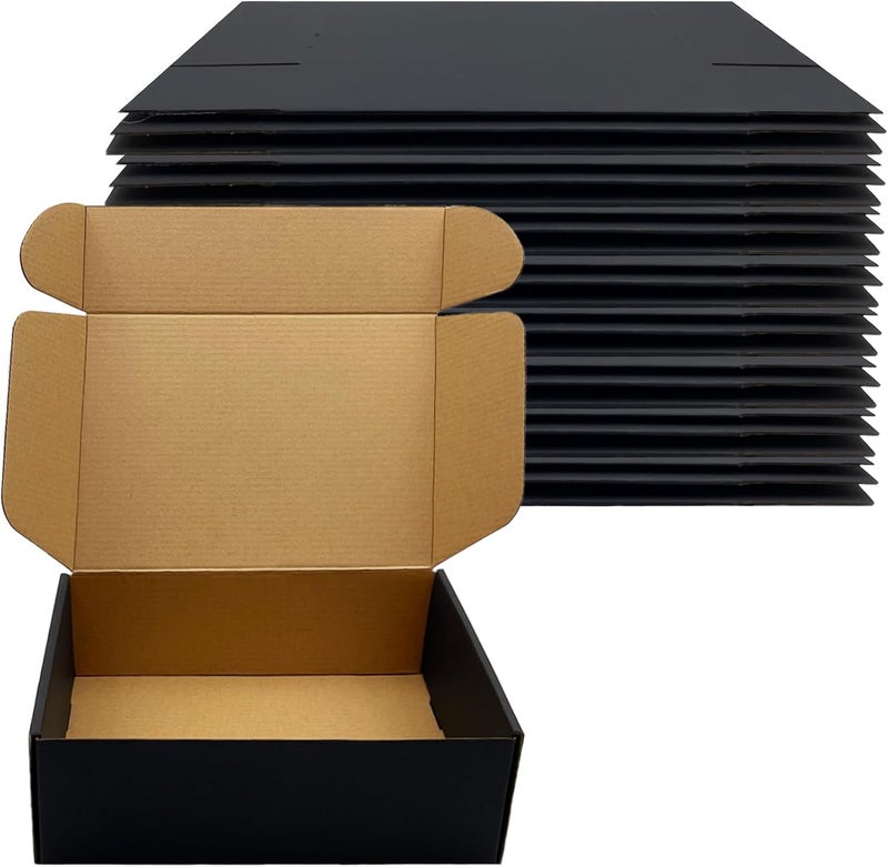 Livejun 24 Pack 10x7x3 inch Black Shipping Boxes ，Cardboard Packaging Boxes for Mailing Shipping Corrugated Cardboard Boxes for Packaging Small Business Craft Flat Shipping Boxes Empty Gifts Giving Products - Image 1